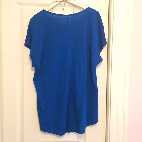 EILEEN FISHER Women Linen Casual Summer Beach Athleisure Hi Lo Top Blue sz L - Picture 4 of 7